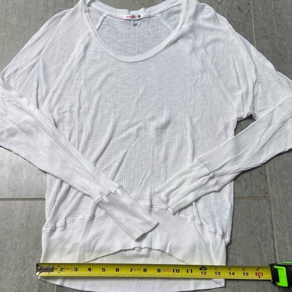 Sundry Thermal Ribbed Long Sleeve Top Made in USA White Medium / Size 2 - Picture 5 of 8